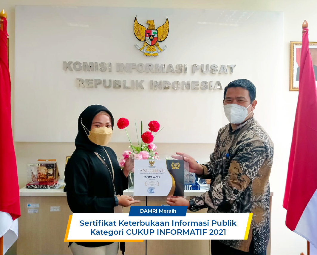 DAMRI Meraih Sertifikat Keterbukaan Informasi Publik Kategori CUKUP INFORMATIF 2021